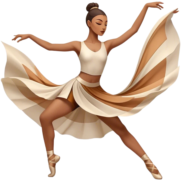 Icon for Contemporary Dance: a dancer in dynamic motion, wearing comfortable attire, with abstract shapes and movement lines in the background. The icon should represent the expressive and creative nature of contemporary dance. Transparent background. emoji
