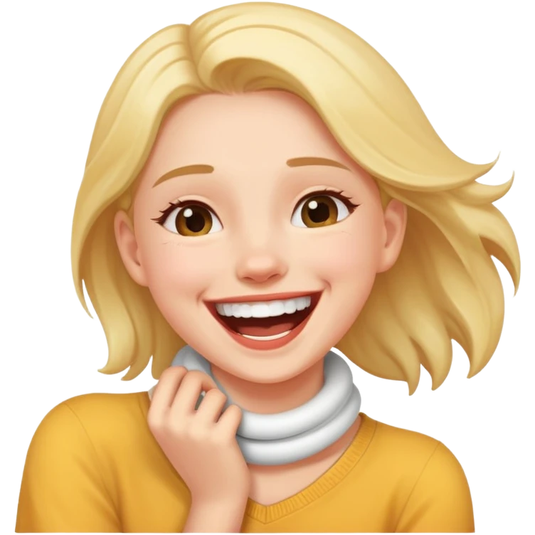 Girl holding neck laughing  emoji