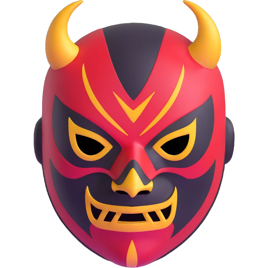 colorful sinister luchador mask with evil expression emoji
