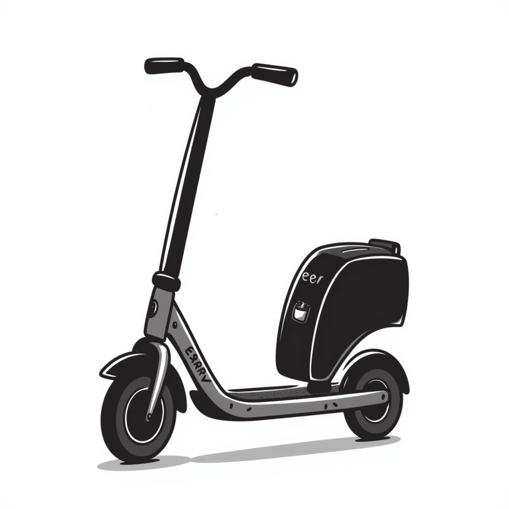 hand-drawn electric kick scooter with battery emoji