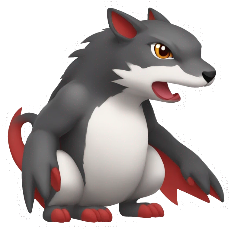 Cute cool black red white grey animal hybrid Fakemon full body emoji