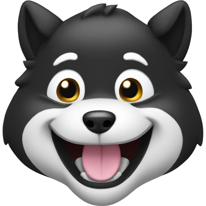 black siba inu face | grinning squinting face | laugh | mouth | satisfied | smile emoji