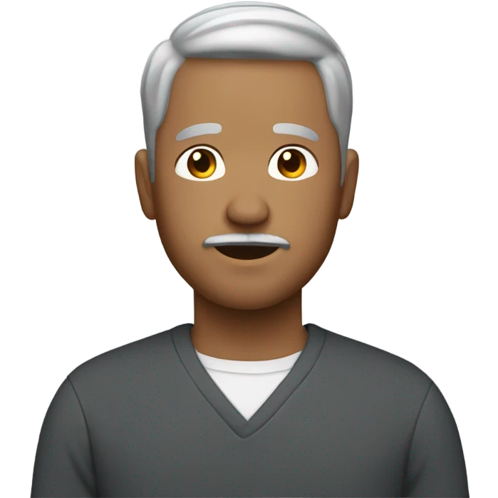 person with short hair, goatee, graying hair, not to white, round face emoji