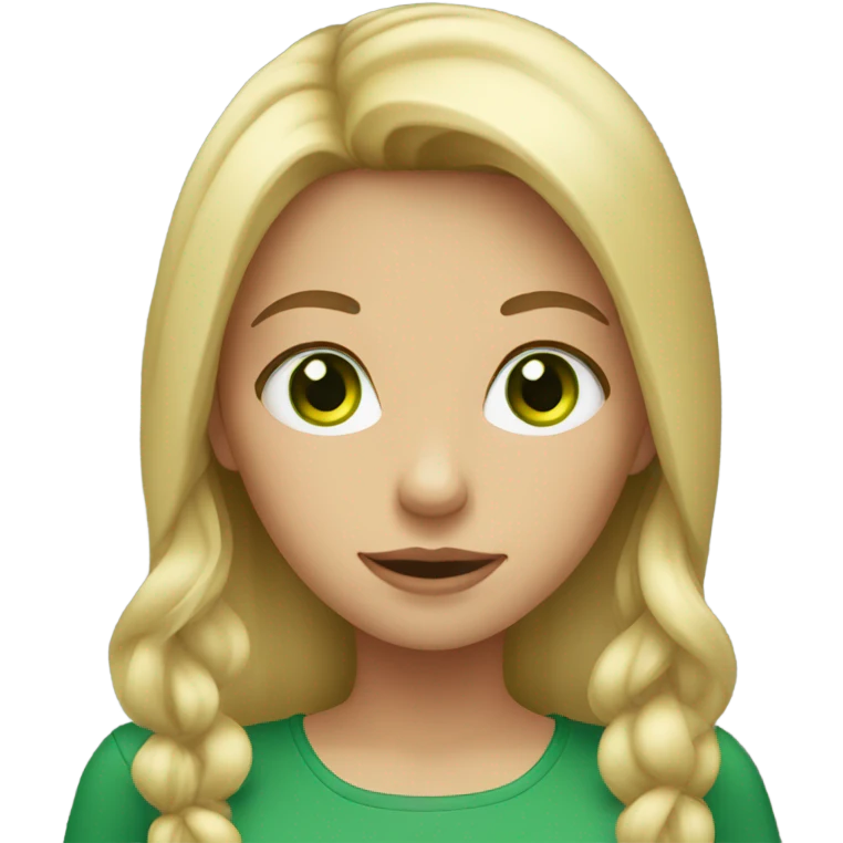 a medium blond girl with green eyes emoji