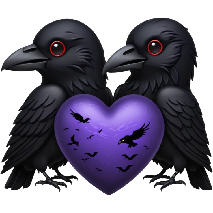 emo heart with night sky and dark ravens emoji