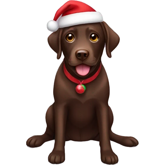 Chocolate lab with Santa hat emoji
