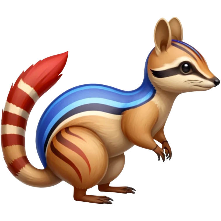 Shiny Colorful Red and Blue exotic Numbat (full body) emoji