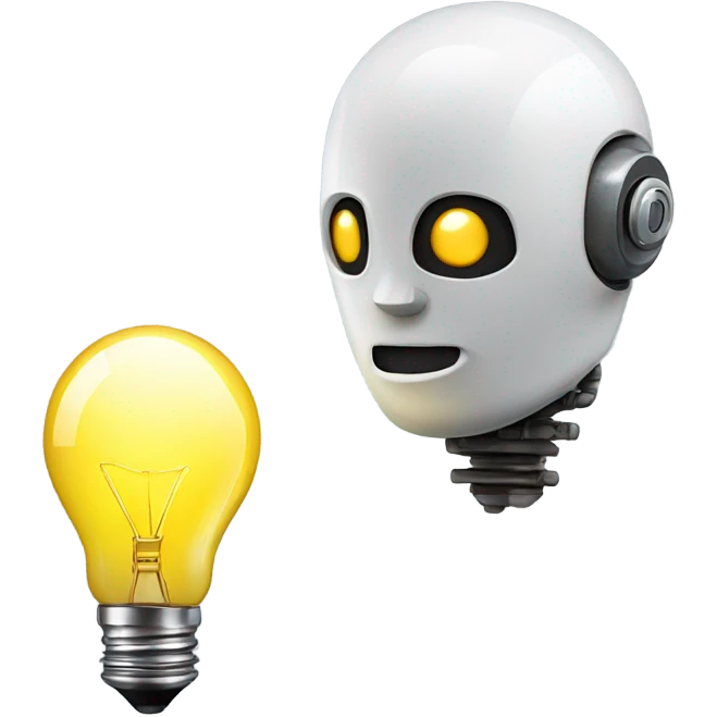 robot and a light bulb emoji