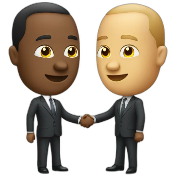 two businessman with big head shake hands emoji