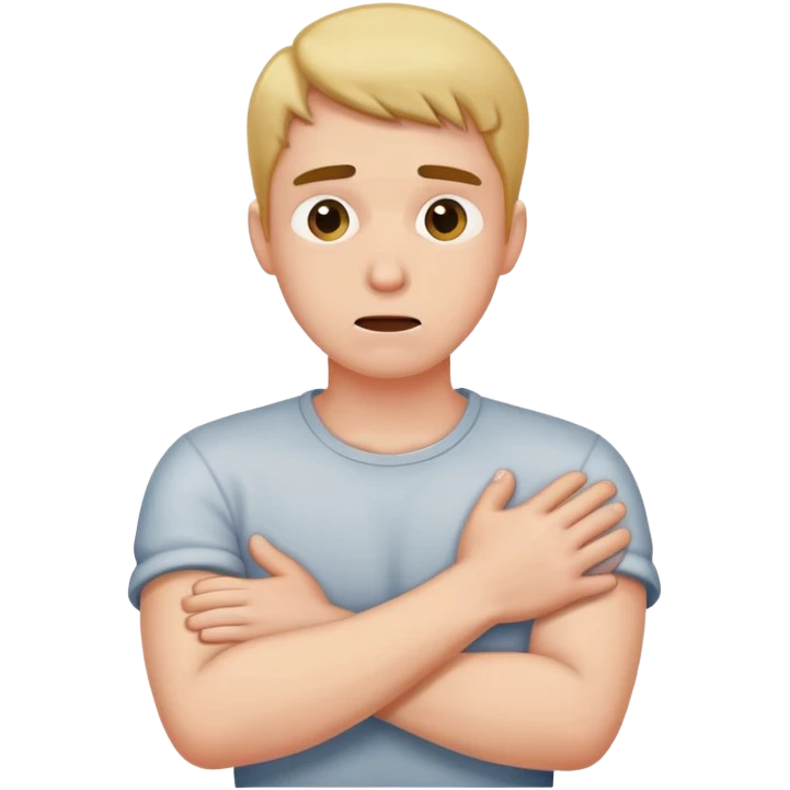 A man crossing his arms and choking himself emoji