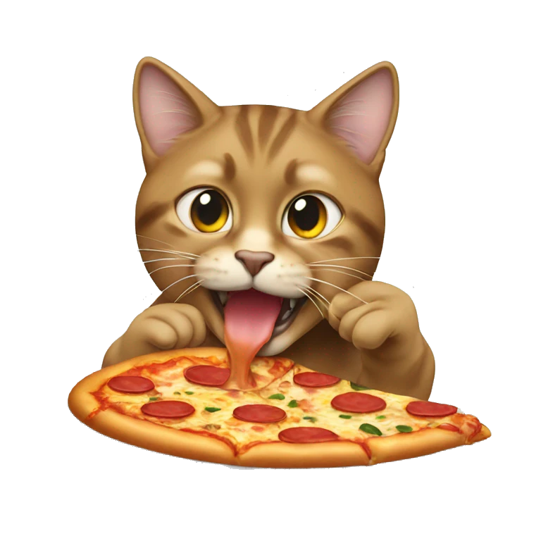 Cat eating pizza emoji