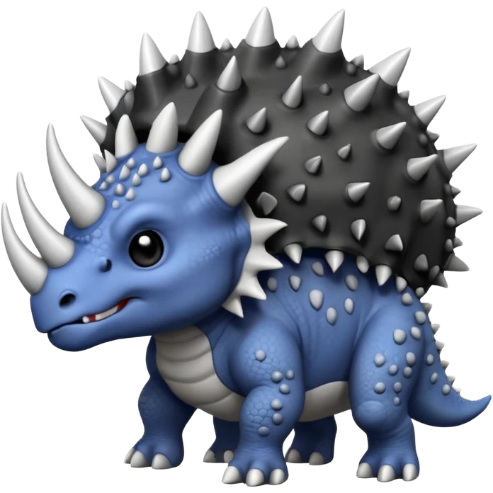 cute triceratops angry, black and white emoji