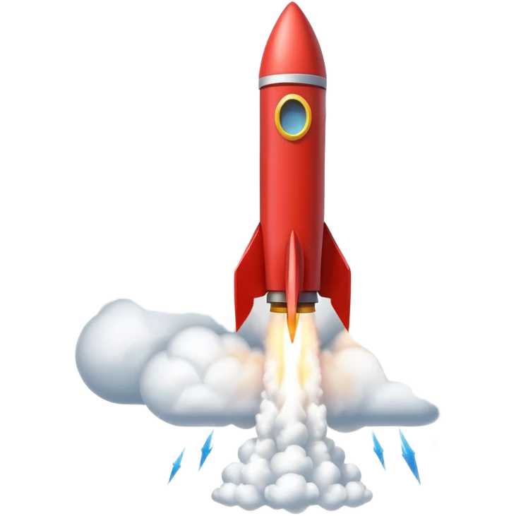 launching a rocket from a platform, with huge cloud  emoji