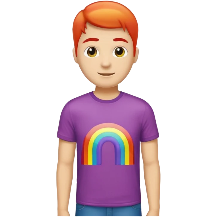 man with rainbow colored t shirt emoji
