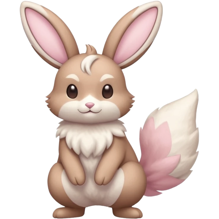 Pastel pink and pastel brown and pastel white Lopunny-Cinccino-fusion (full body) emoji
