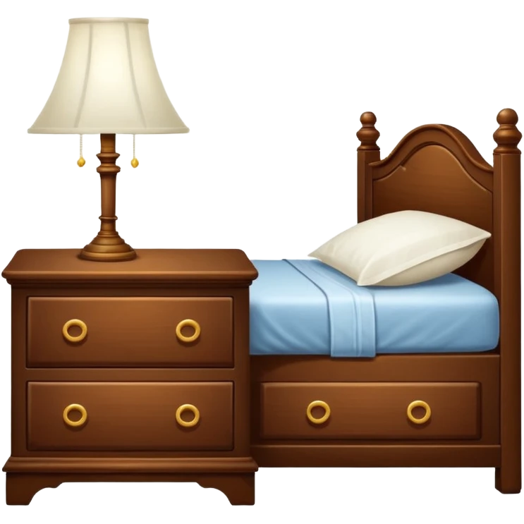 a Cupboard-commode-drawer-night-bed-stand furniture with a night lamp on  emoji