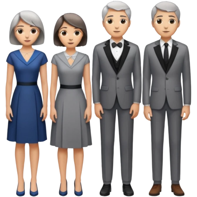 Three designers are standing in a triangular formation. The older woman with short hair is in the middle, and the other two, a young woman with medium-length hair and a man, are below her. emoji
