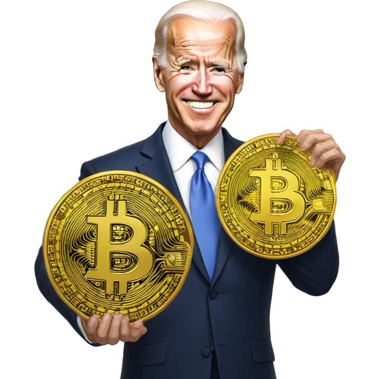 President Biden holding a Bitcoin emoji