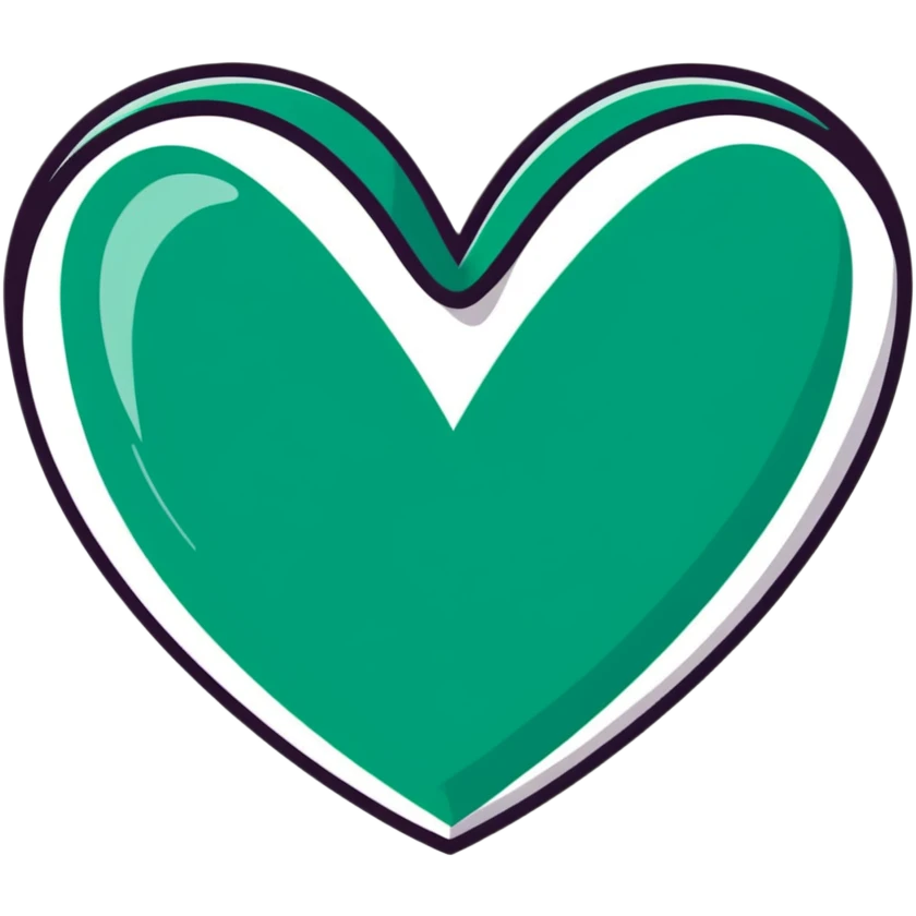 Beautiful elegant Maya-inspired heart symbol, refined clean geometric lines, sophisticated, dark green on white emoji