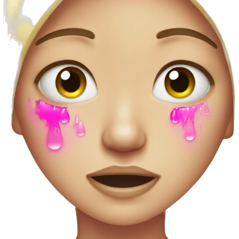 Girl crying with pink tears emoji