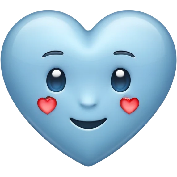 apple style emoji heart in soft muted blue, simple and light-hearted emoji