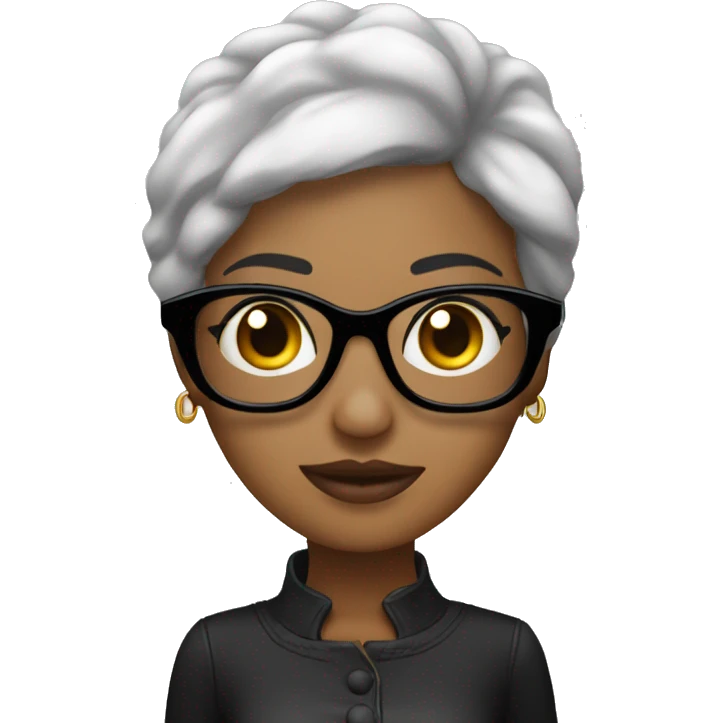 Mujer morena cabello negro con lentes emoji