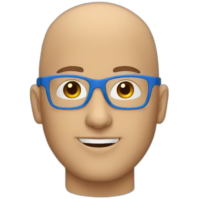 bald guy with blue frame glasses emoji