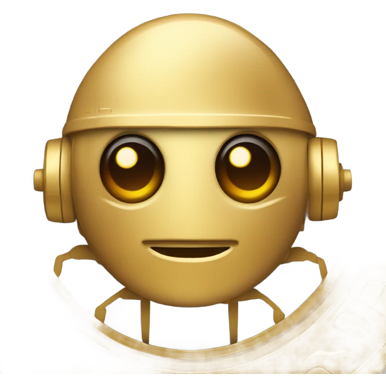 gold coin with robot design with brown eyes emoji