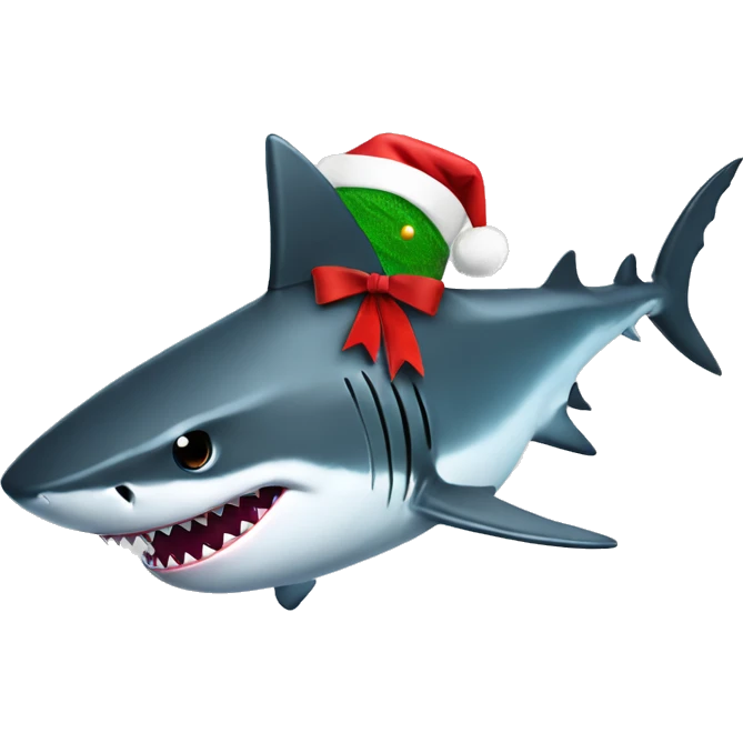 Shark with gun and black Christmas hat emoji