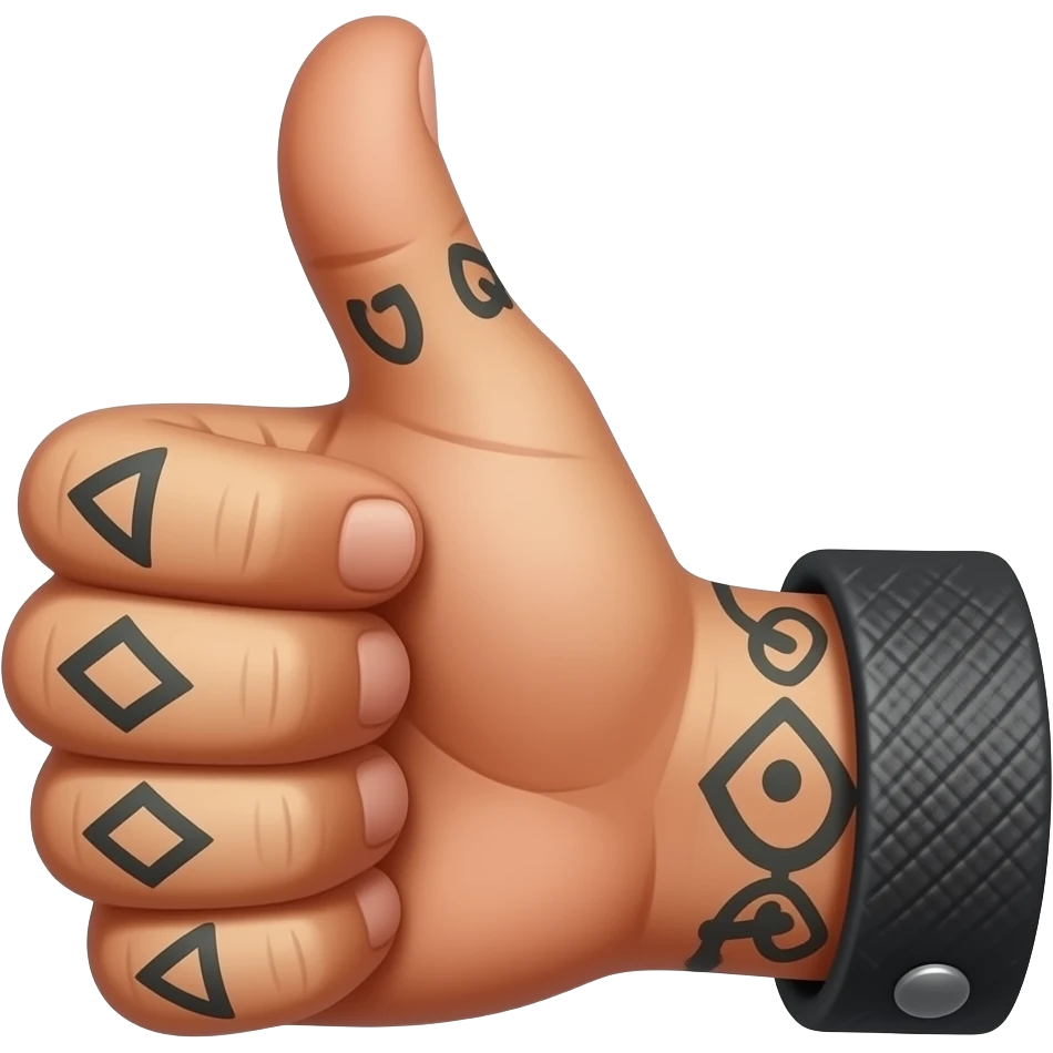 Latino man hand thumbs up with tattoos emoji