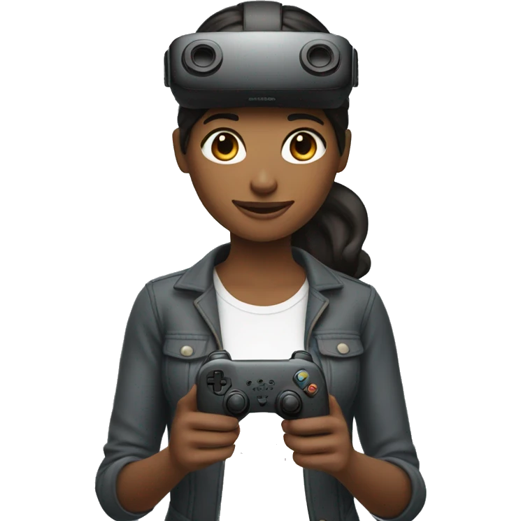 woman holding a single virtual reality controller emoji