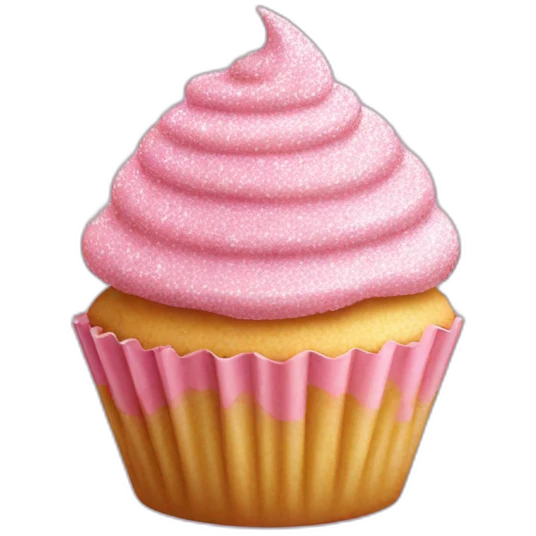 Happy light pink glittery cupcake emoji