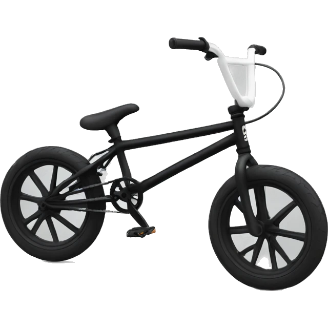 bmx with white frame, black wheels, black seat emoji