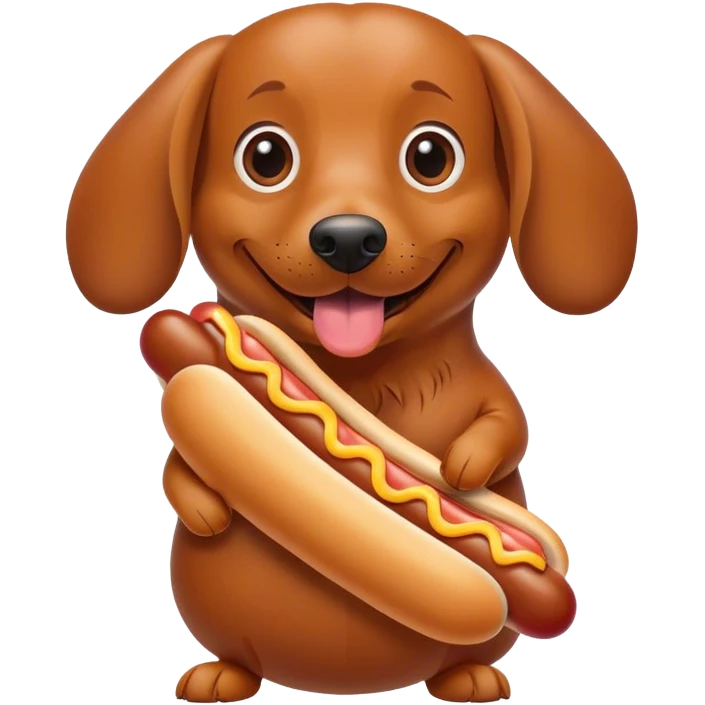 wiener dog eating a hot dog emoji