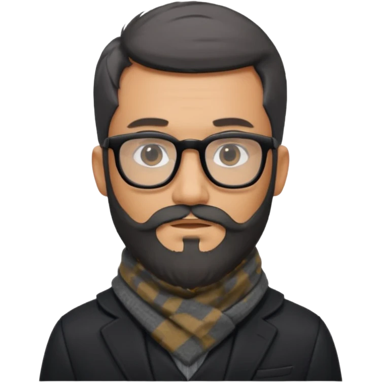 gray scarf male  beard hair with suit glasses emoji