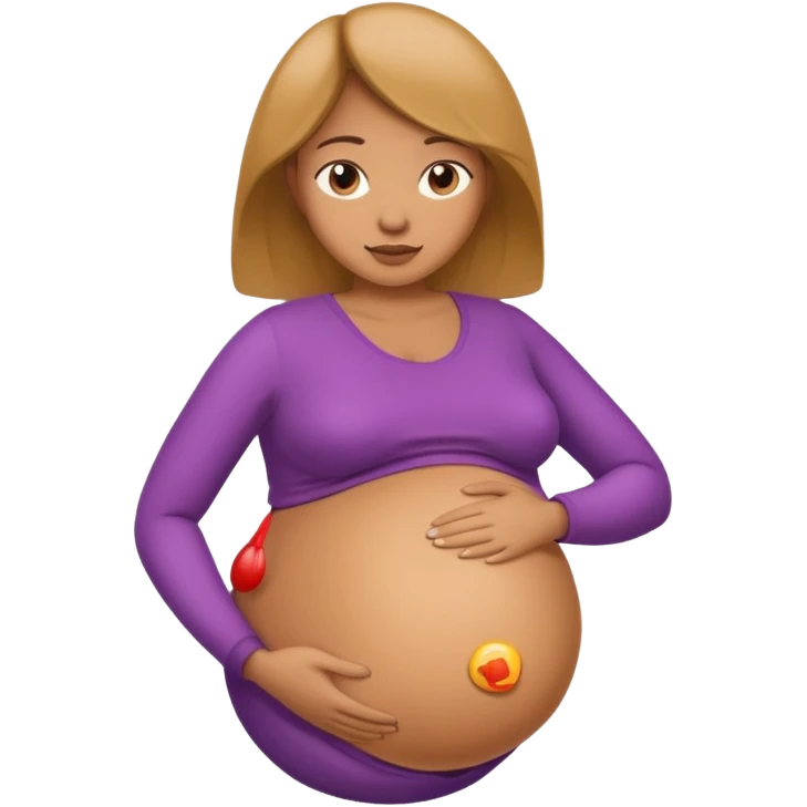  tan skin woman with inflated belly emoji