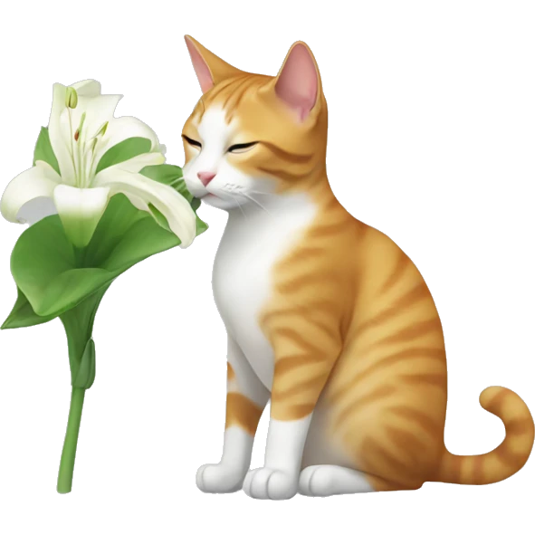 Cat smelling a lily emoji