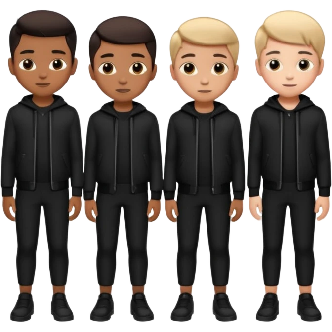 boys in stylish black outfits emoji