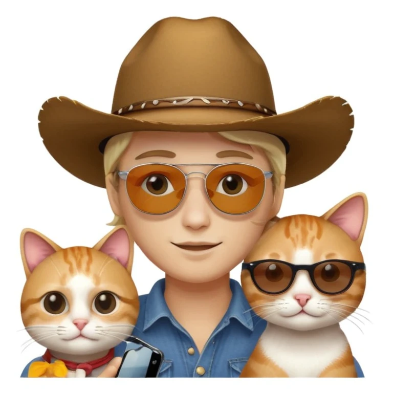 Selfie wearing cowboy cat in Australia  emoji