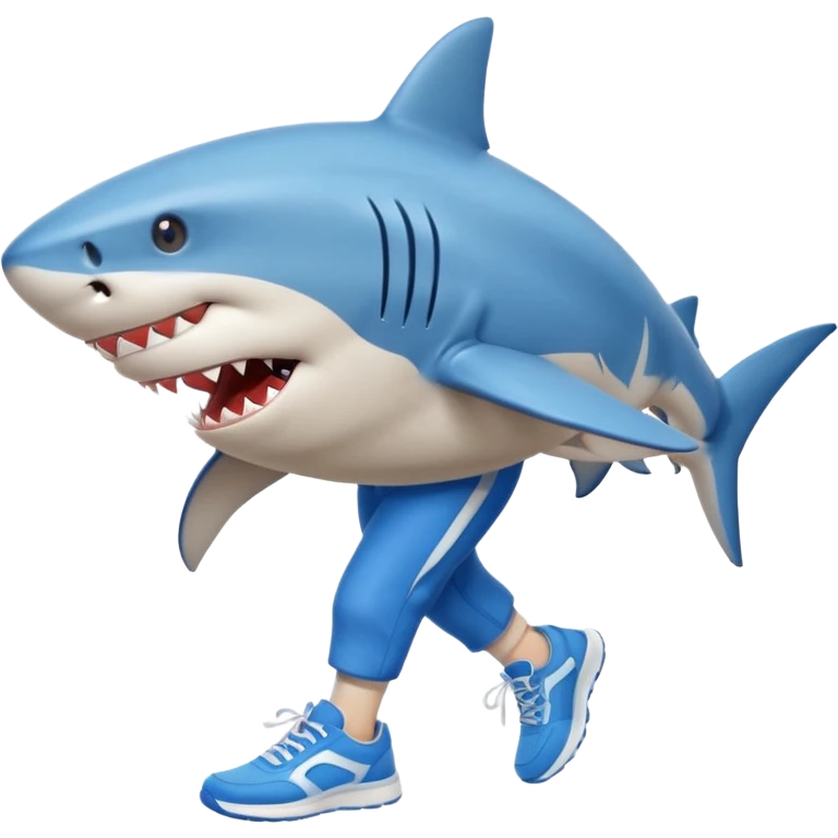 Tiburón con bambas azules y que camina emoji