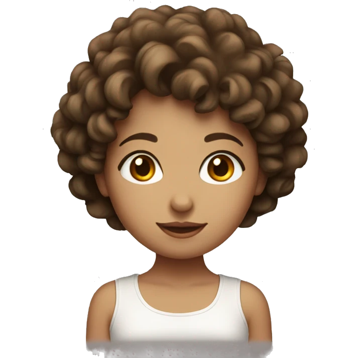 cute girl with short brown perm hair emoji
