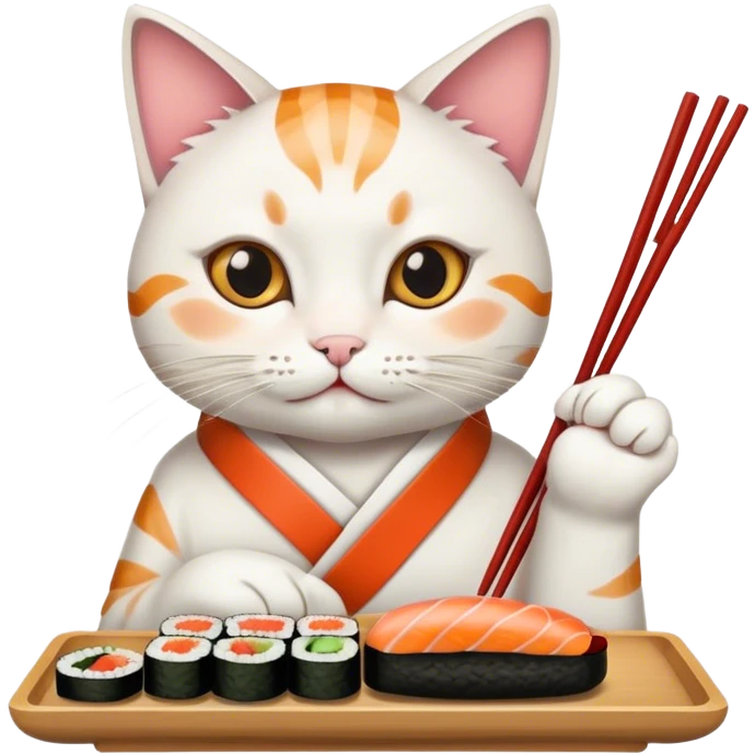 cat eating in a japanese restaurant emoji