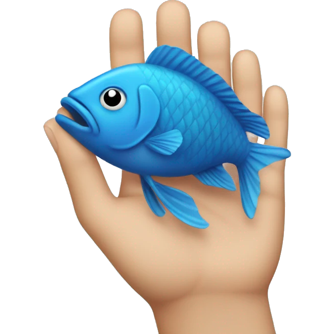 one hand put on the blue fish emoji