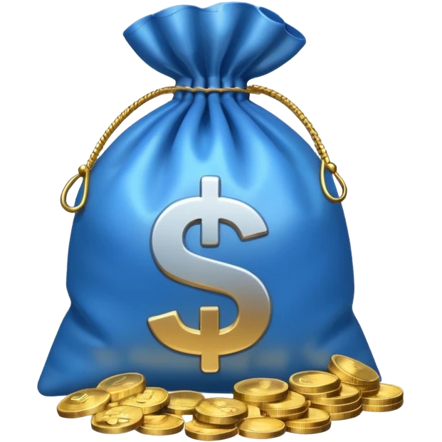 blue coins inside a money bag  emoji