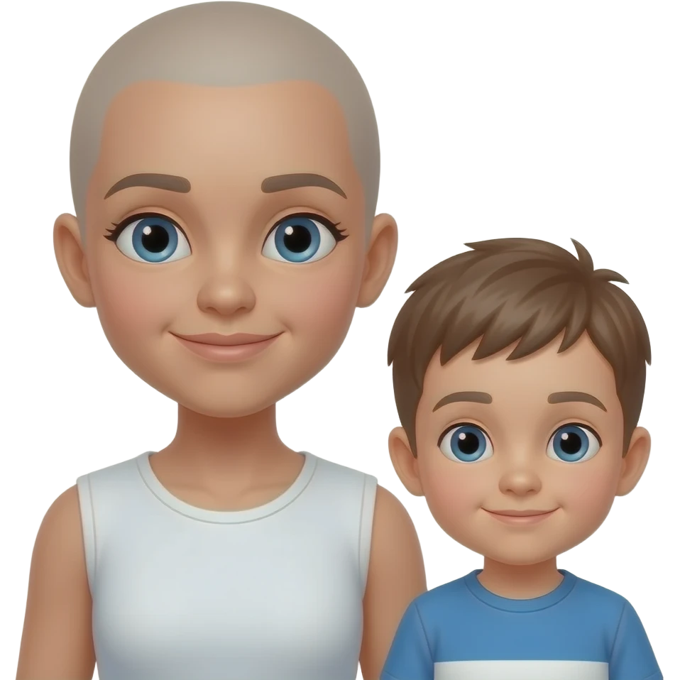 chica pelona con hijo emoji