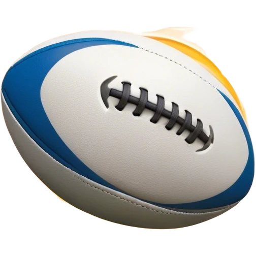 Cinematic Realistic image of a rugby ball in mid-action, with dynamic motion blur and finely rendered leather textures, set against a sunlit, energetic field that underscores its robust athleticism emoji