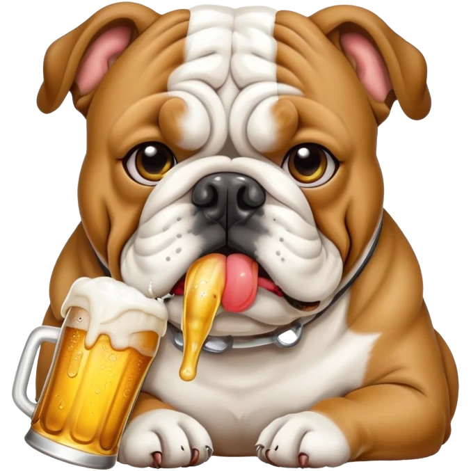 Bulldog drinking beer emoji