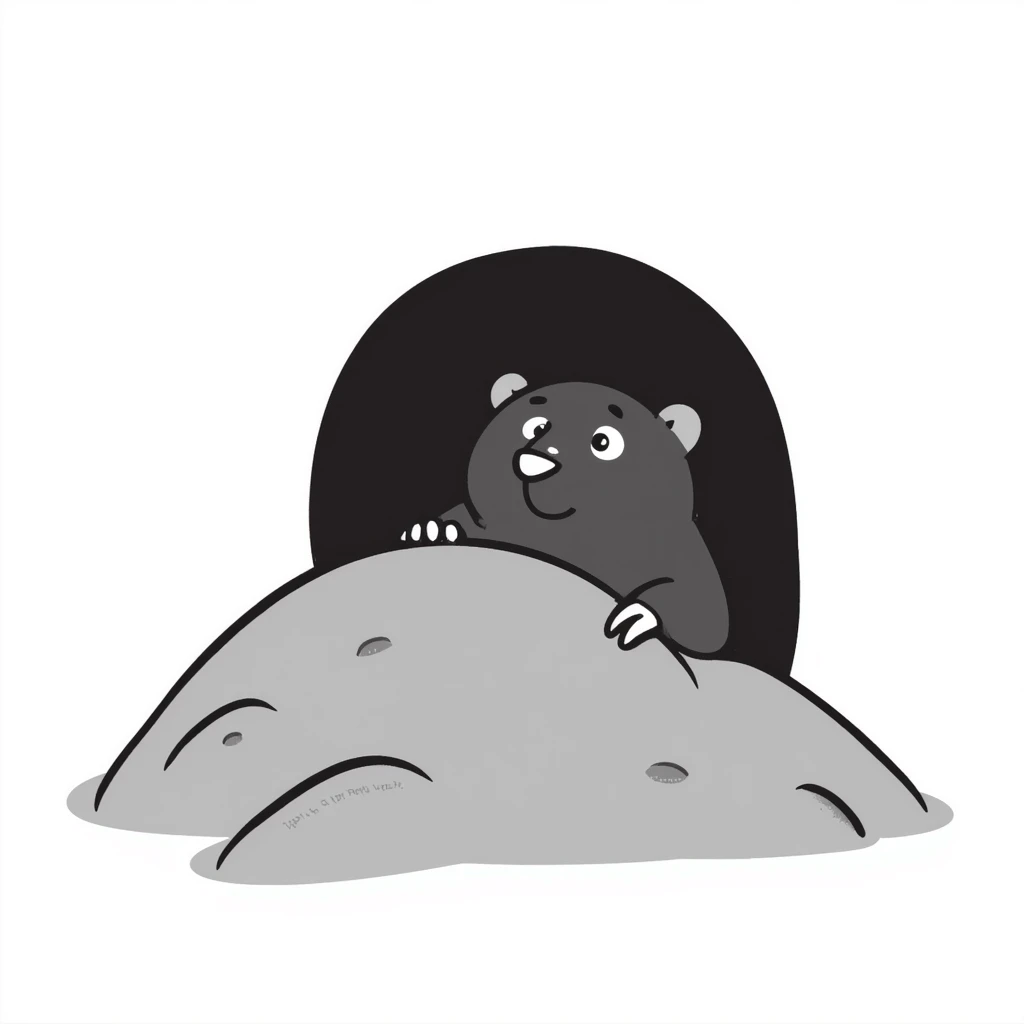 a hand drawn doodle of a mole peeking out of the earth emoji