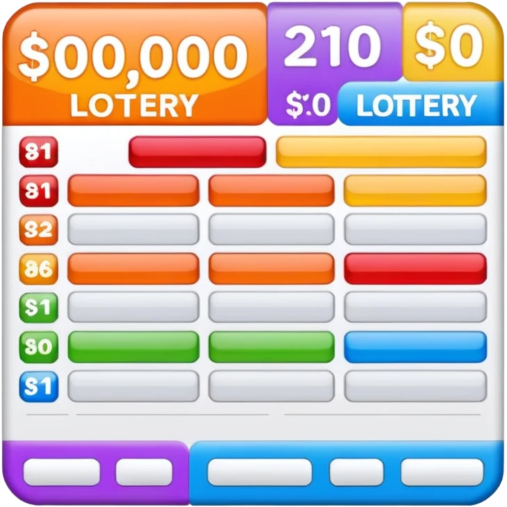 Create blank lottery coupon, clean and colorful, with different header colors and simple grid sections. No numbers, no text emoji