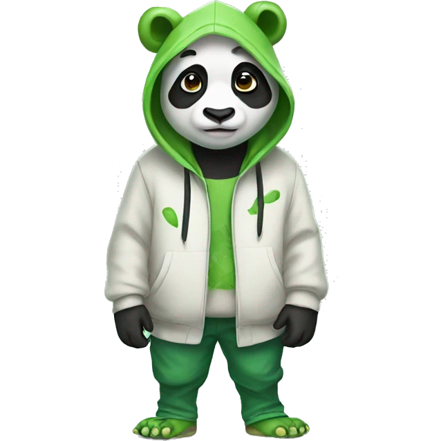 panda wearing frog hoodie emoji